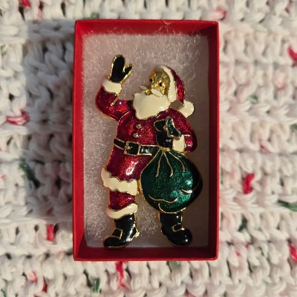 🎄🛍❤️ VINTAGE Festive CHRISTMAS Santa Claus Brooch